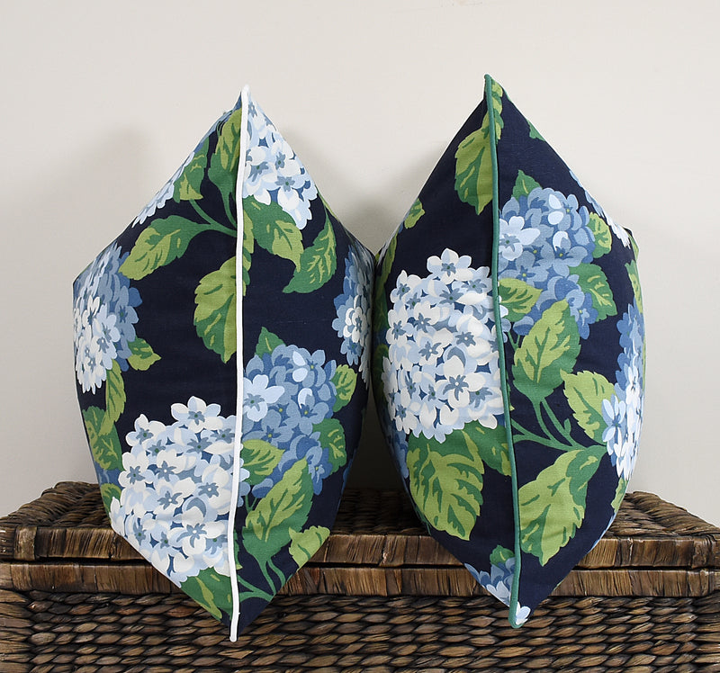 Hydrangea Garden- Navy pillow cover